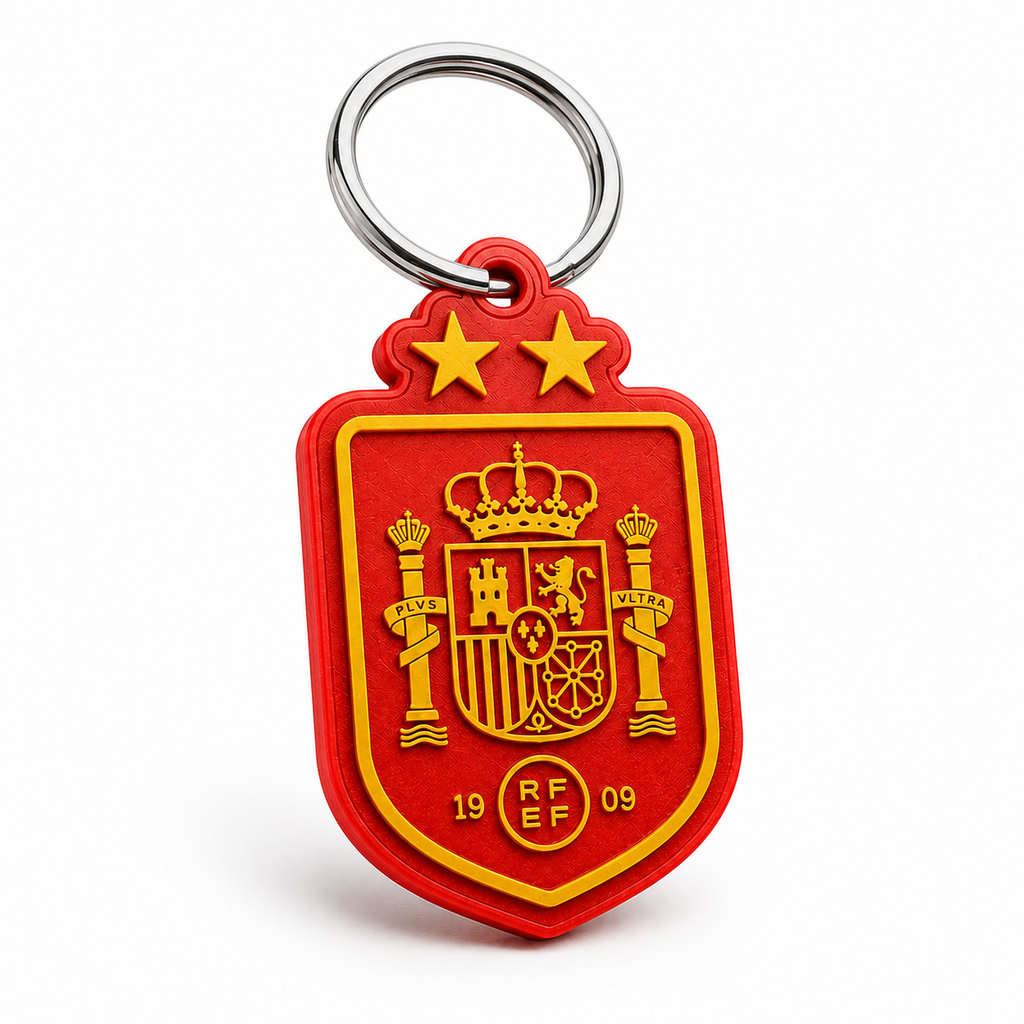 Llavero España Bicampeona – Escudo con 2 Estrellas en Relieve