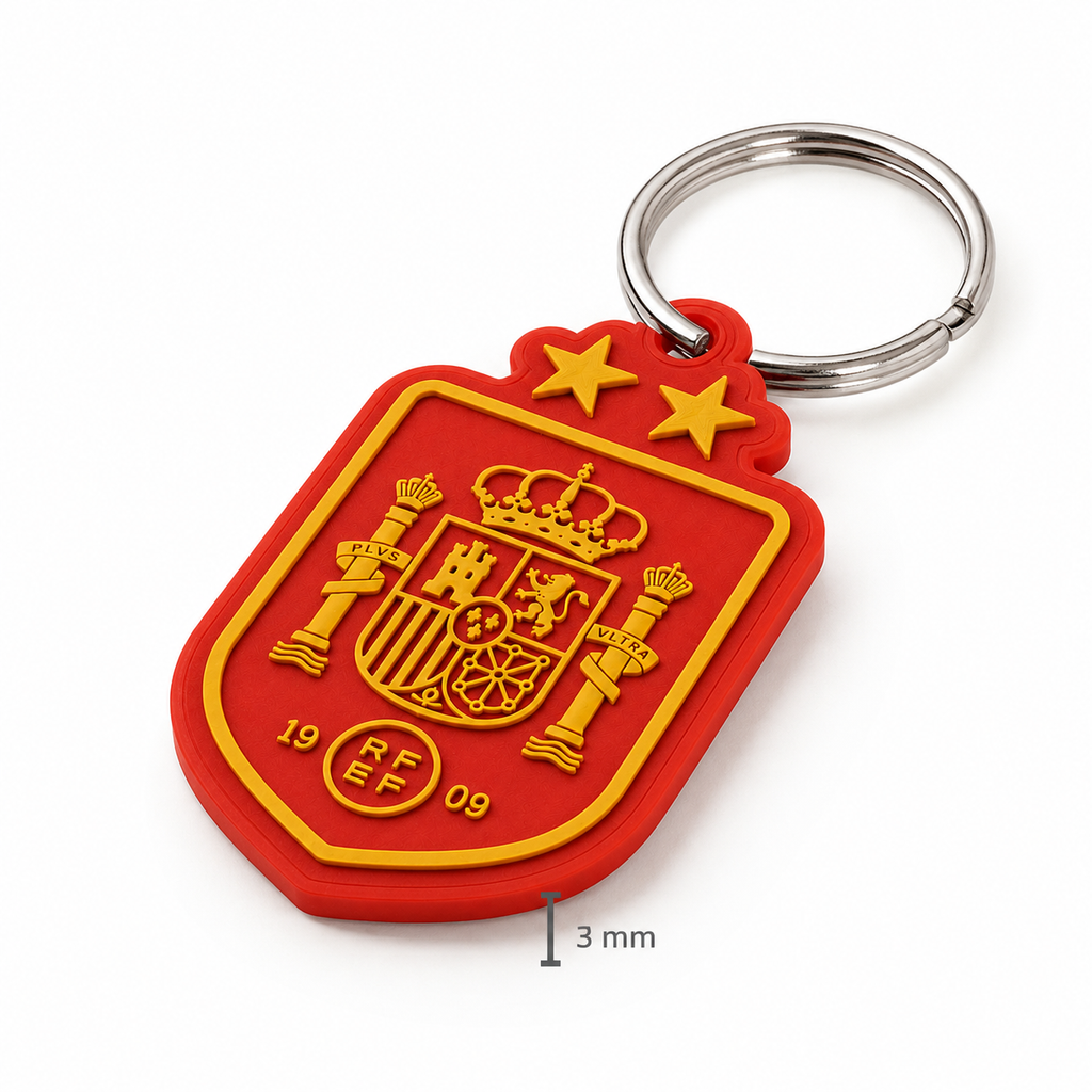 Llavero España Bicampeona – Escudo con 2 Estrellas en Relieve