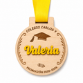 Medalla de madera personalizada para graduación con nombre en 3D