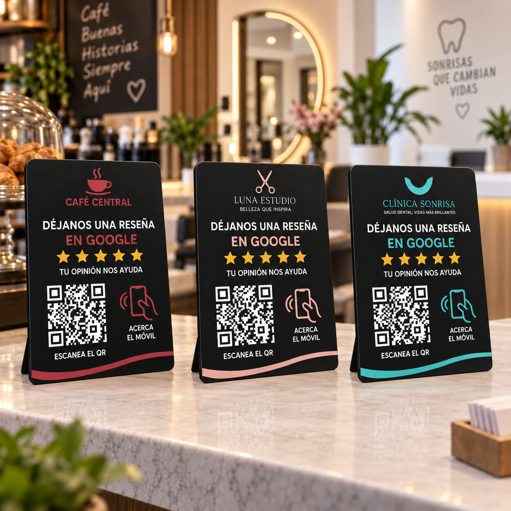 Placa de reseñas Google QR + NFC — Personalizada