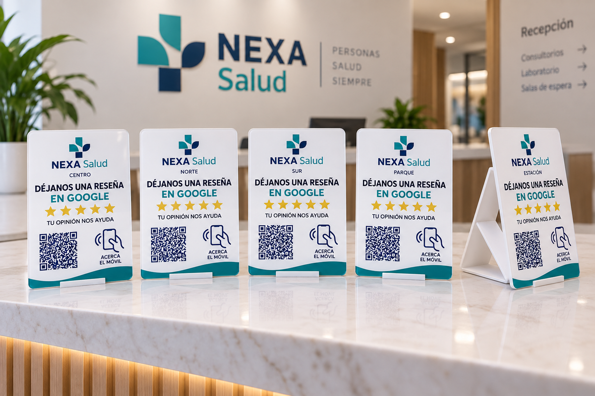 Pack Franquicias · 5 placas personalizadas QR + NFC