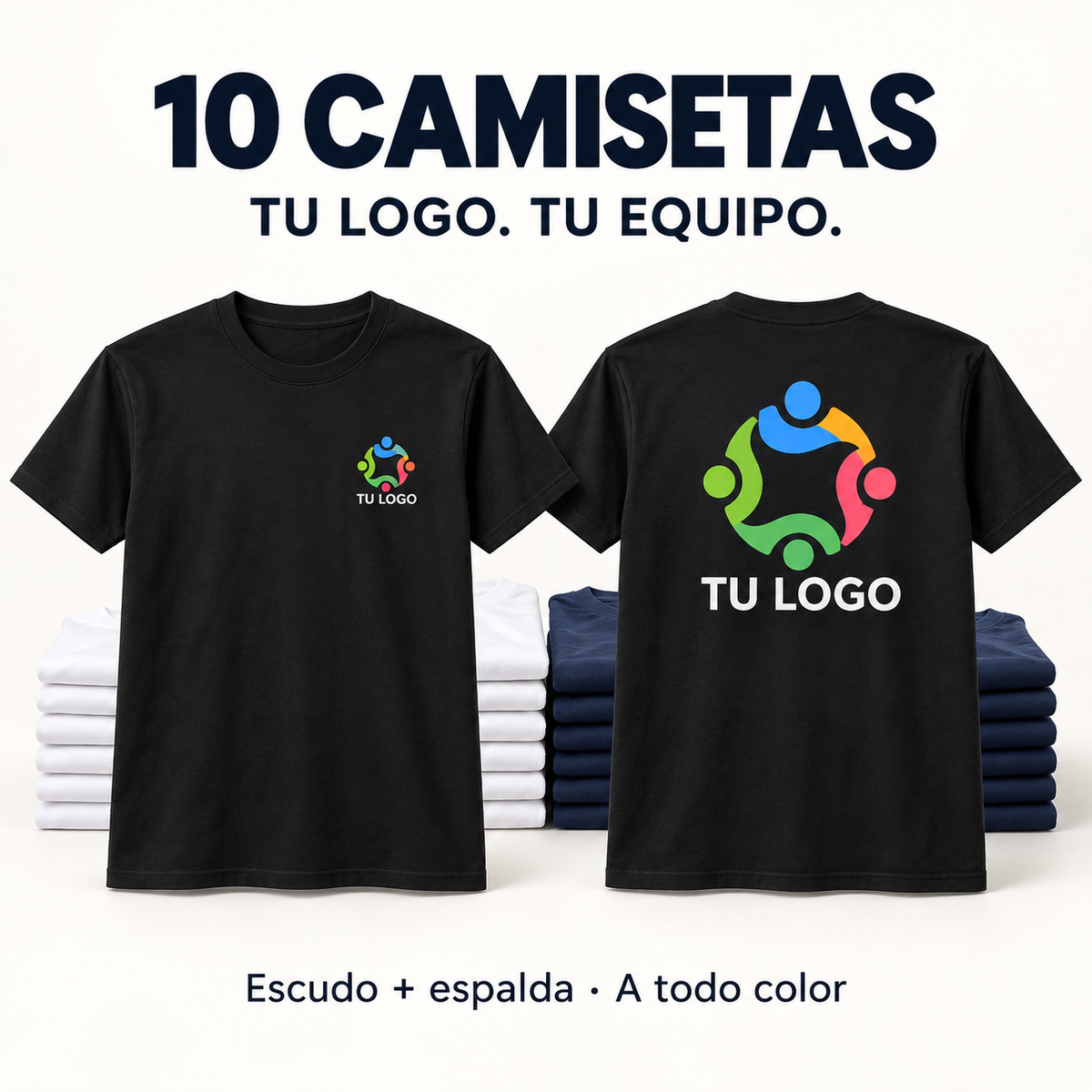 Pack de 10 camisetas personalizadas · Tu equipo, tu logo
