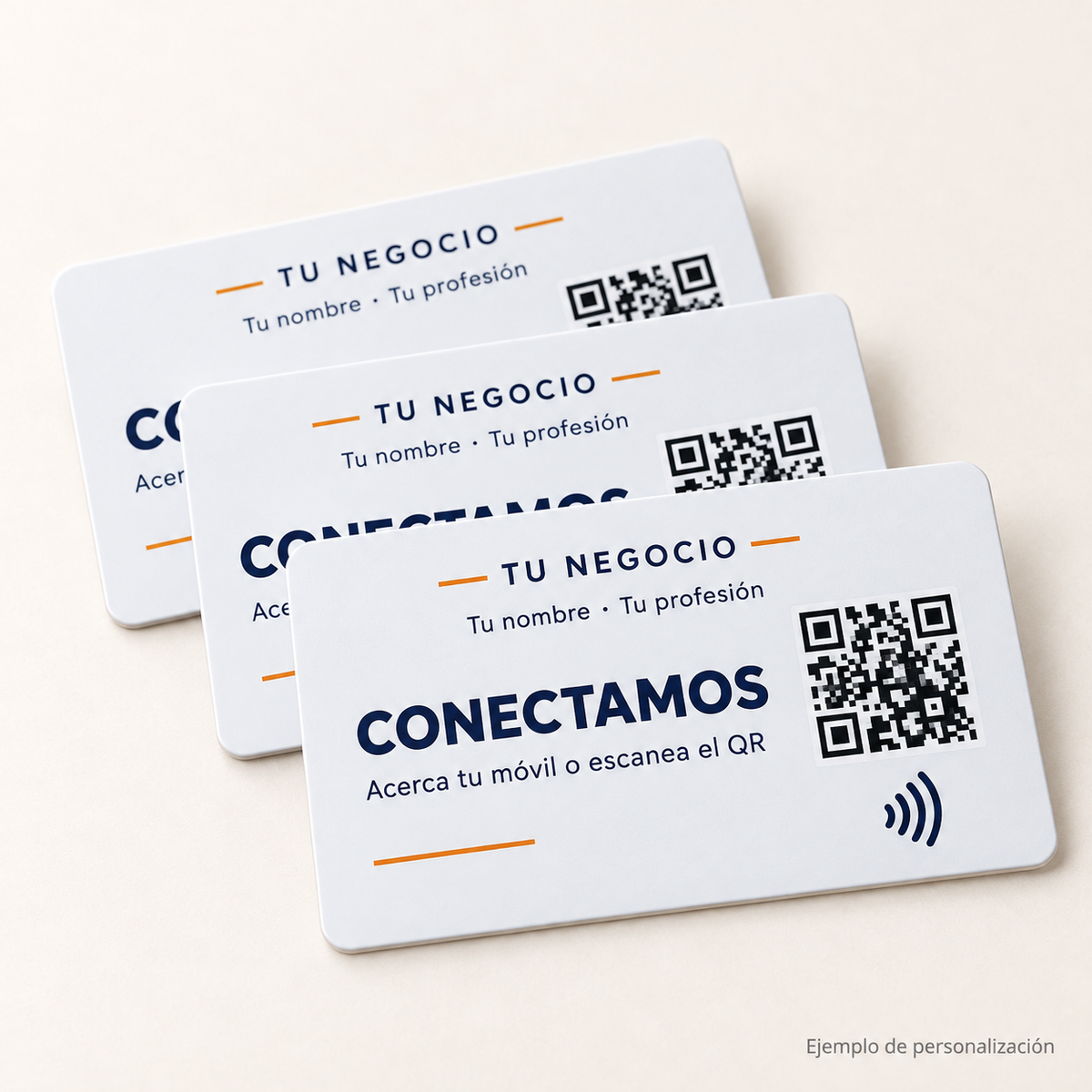 Pack de 3 tarjetas de visita NFC + QR personalizadas