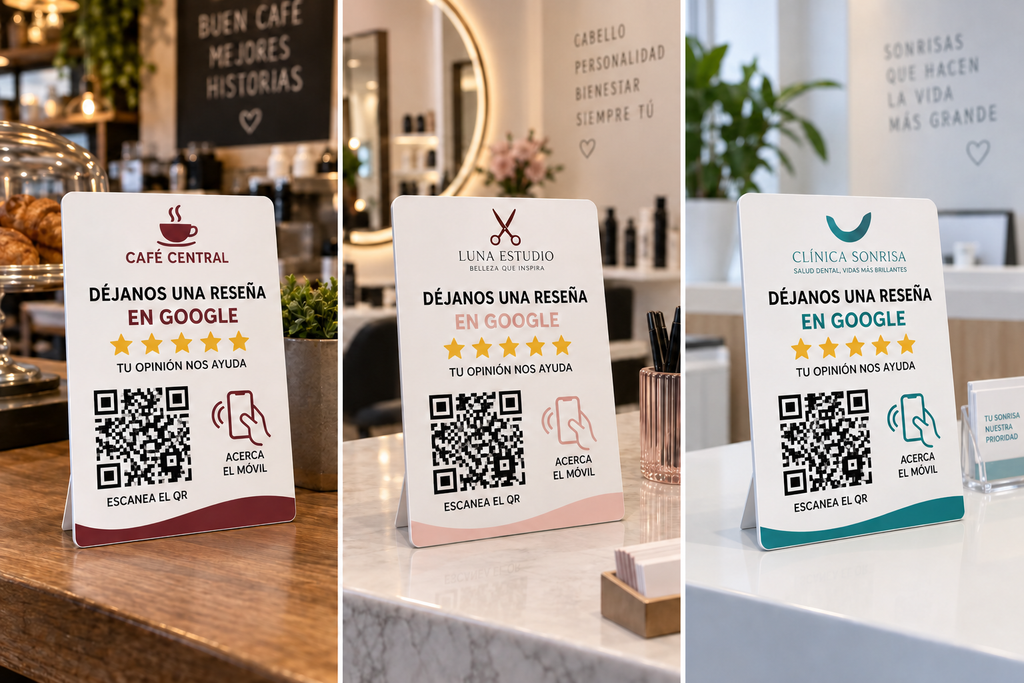 Placa de reseñas Google QR + NFC — Personalizada