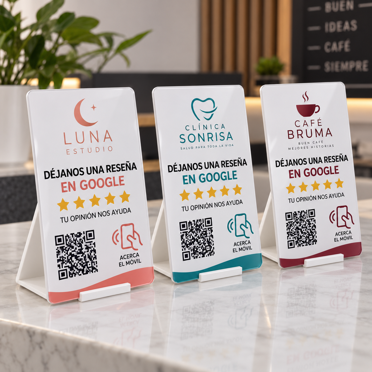 Placa de reseñas Google QR + NFC — Personalizada