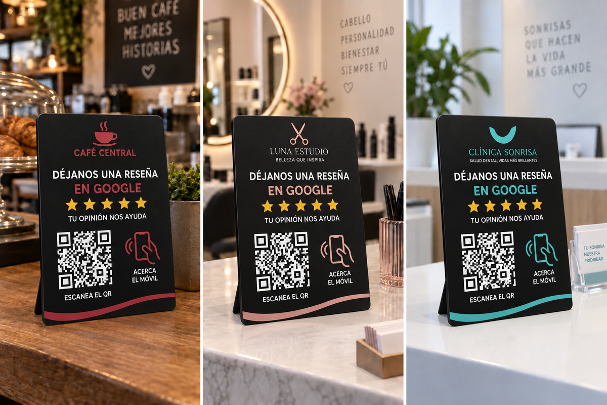 Placa de reseñas Google QR + NFC — Personalizada