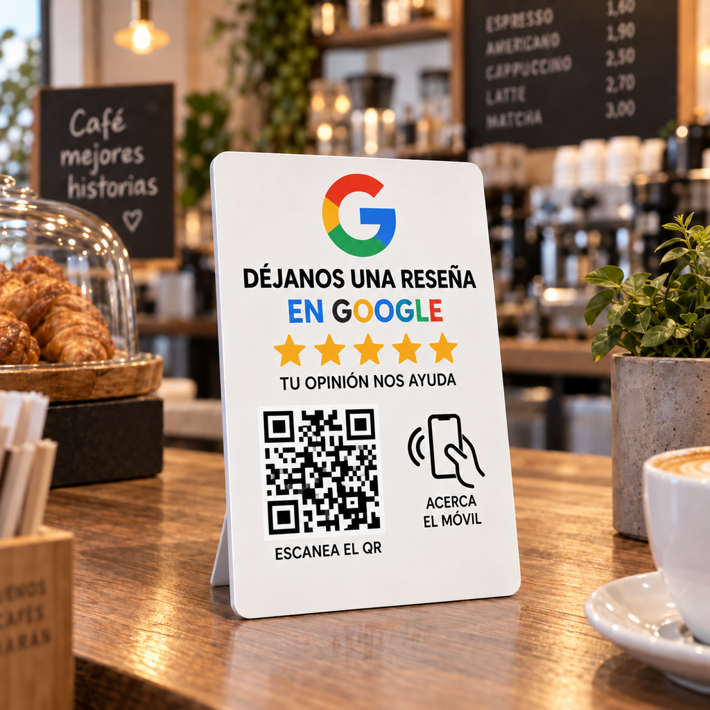 Placa de reseñas Google QR + NFC — Standard