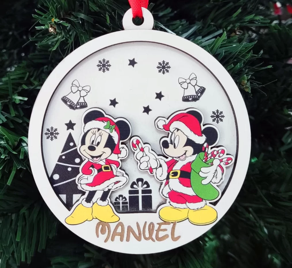Adorno de navidad Mickey Mouse personalizado con nombre