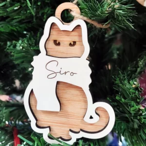 Adorno de navidad personalizado gato