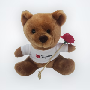 Oso de Peluche "Te Quiero" con Rosa y Caja Decorativa